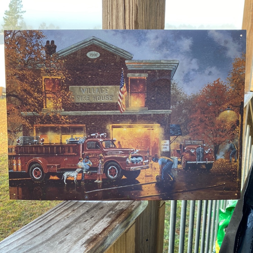 Home firehouse metal sign 17 1/4 in x 12 1/2 in